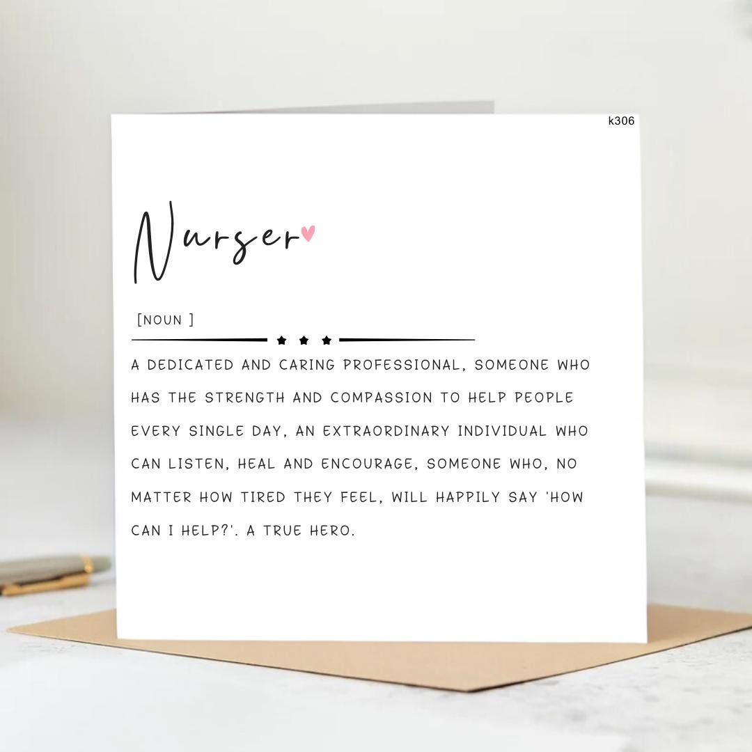 Nurse's definition  | nurses week | personalized nurse gift | nurse card | nurse  6x6