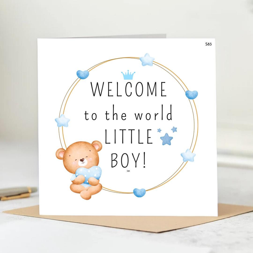 Personalized card ,A Little King Born to Brighten the World, Celebrate His First Moments With This Adorable Welcome Card. 6x6