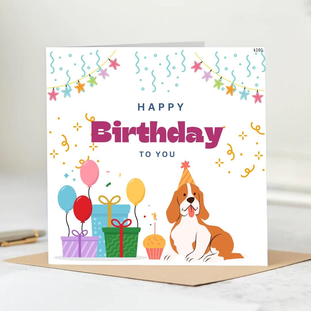 Happy Birthday Dog | Birthday Card Dog | Greeting card for dog lovers | first birthday dog personalised 6x6