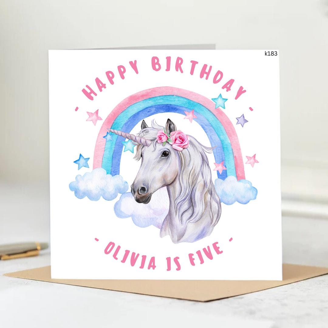 Personalised Birthday Card For Girl Age 5 Five Birthday Card 5th Birthday Gift For Girl Birthday Card For Granddaughter 5th Birthday 6x6