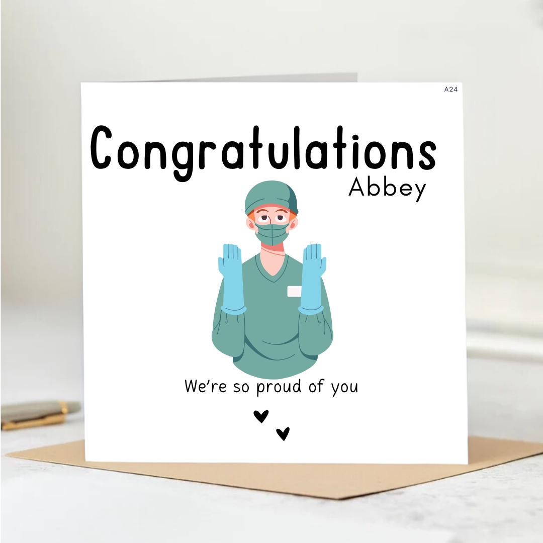 Personalized Female Doctor Graduation Card | Vet, Dentist, Medical Grad Card | Custom Congrats Gift for Daughter, Sister, Best Friend.6x6